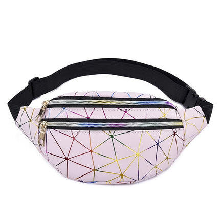 Women's Holographic Geometric Patterned Waist Bag - Wnkrs