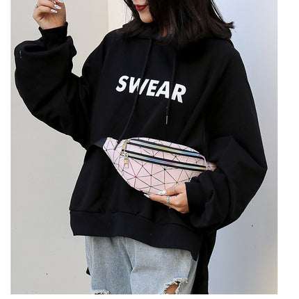 Women's Holographic Geometric Patterned Waist Bag - Wnkrs