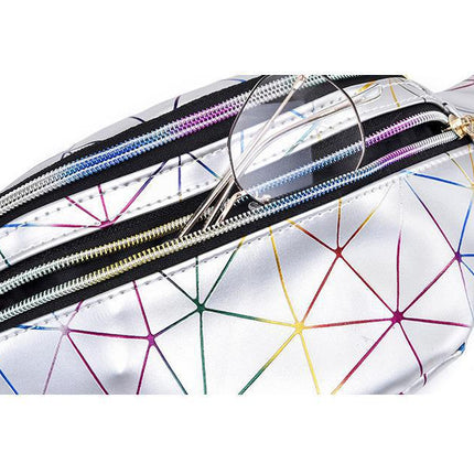 Women's Holographic Geometric Patterned Waist Bag - Wnkrs