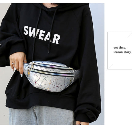 Women's Holographic Geometric Patterned Waist Bag - Wnkrs
