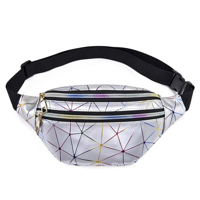 Women's Holographic Geometric Patterned Waist Bag - Wnkrs