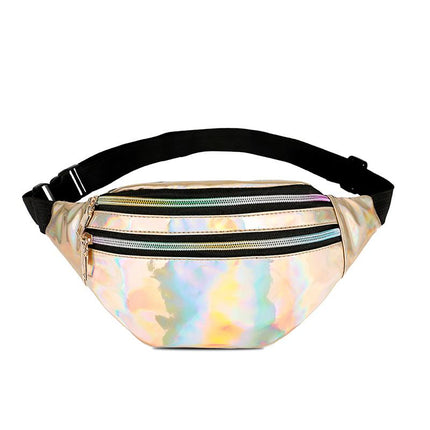 Women's Holographic Geometric Patterned Waist Bag - Wnkrs