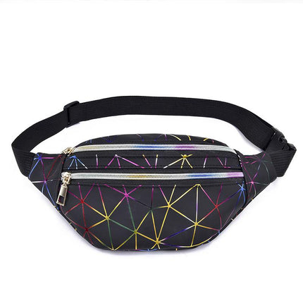 Women's Holographic Geometric Patterned Waist Bag - Wnkrs