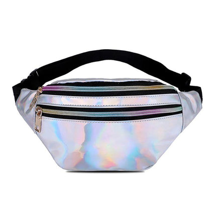 Women's Holographic Geometric Patterned Waist Bag - Wnkrs