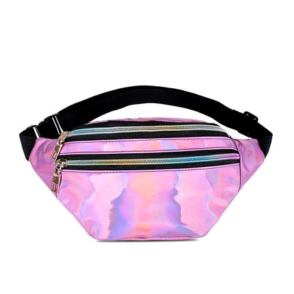 Women's Holographic Geometric Patterned Waist Bag - Wnkrs