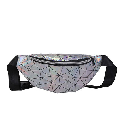Women's Holographic Geometric Patterned Waist Bag - Wnkrs