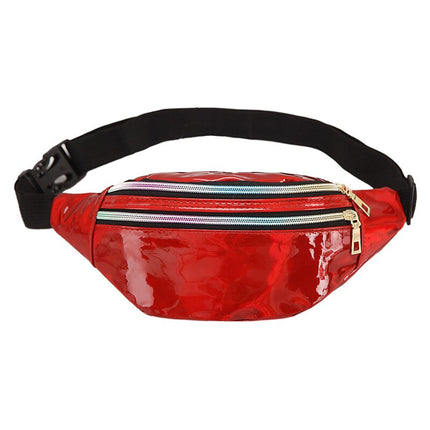 Women's Holographic Geometric Patterned Waist Bag - Wnkrs