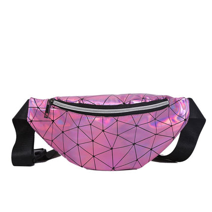 Women's Holographic Geometric Patterned Waist Bag - Wnkrs
