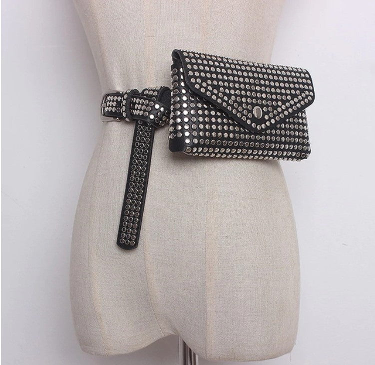 Women's Glam Rock Rivet Belt Bag