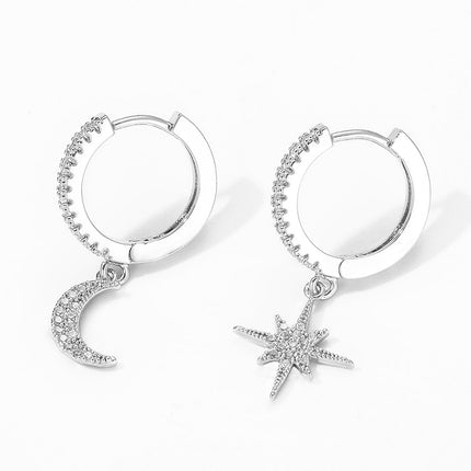 Women's Star and Moon Hoop Earrings - Wnkrs