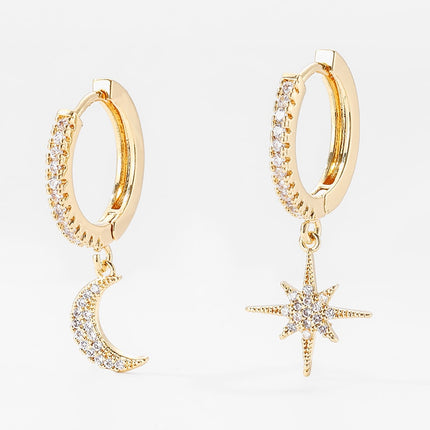 Women's Star and Moon Hoop Earrings - Wnkrs