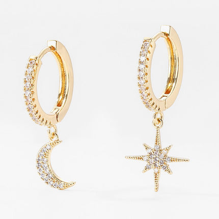 Women's Star and Moon Hoop Earrings - Wnkrs