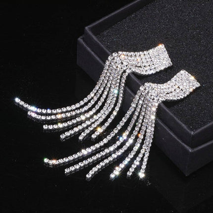 Women's Rhinestone Tassel Earrings - wnkrs