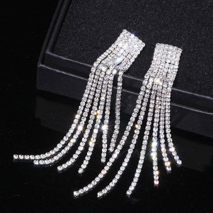 Women's Rhinestone Tassel Earrings - wnkrs