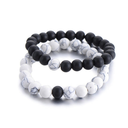 Classic Natural Stone Yin Yang Beaded Bracelets, 2Pcs/Set - Wnkrs