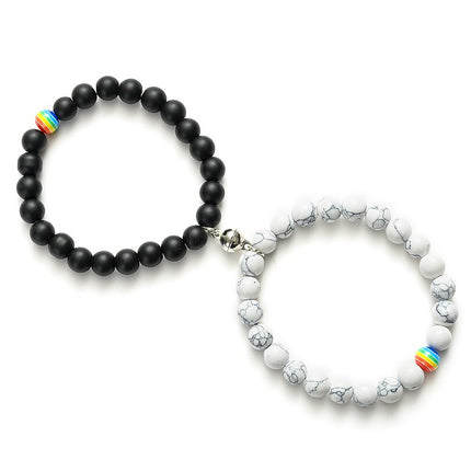 Classic Natural Stone Yin Yang Beaded Bracelets, 2Pcs/Set - Wnkrs