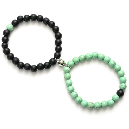 Classic Natural Stone Yin Yang Beaded Bracelets, 2Pcs/Set - Wnkrs