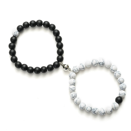 Classic Natural Stone Yin Yang Beaded Bracelets, 2Pcs/Set - Wnkrs