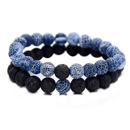 Classic Natural Stone Yin Yang Beaded Bracelets, 2Pcs/Set - Wnkrs