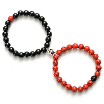 Classic Natural Stone Yin Yang Beaded Bracelets, 2Pcs/Set - Wnkrs