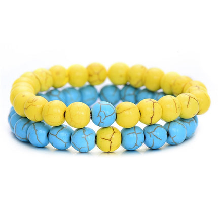 Classic Natural Stone Yin Yang Beaded Bracelets, 2Pcs/Set - Wnkrs