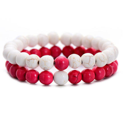 Classic Natural Stone Yin Yang Beaded Bracelets, 2Pcs/Set - Wnkrs