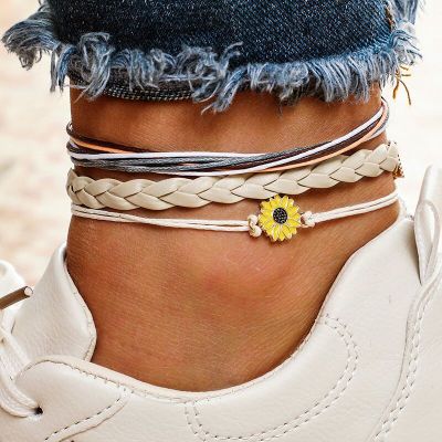 Bohemia Sunflower Charm Anklets - Wnkrs