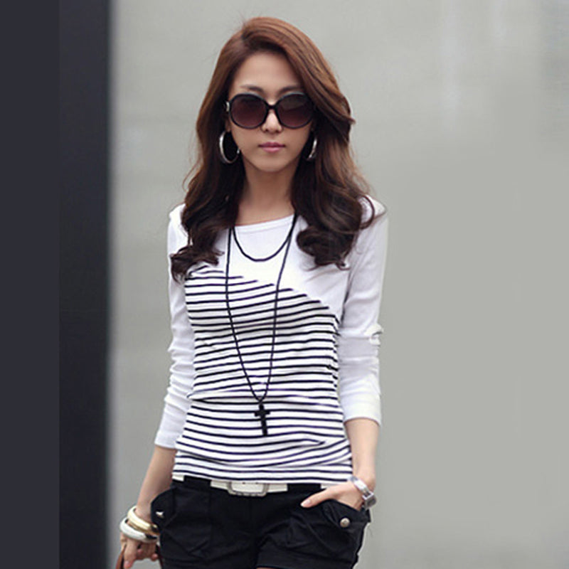 Women's Casual Striped Long Sleeved Pullover