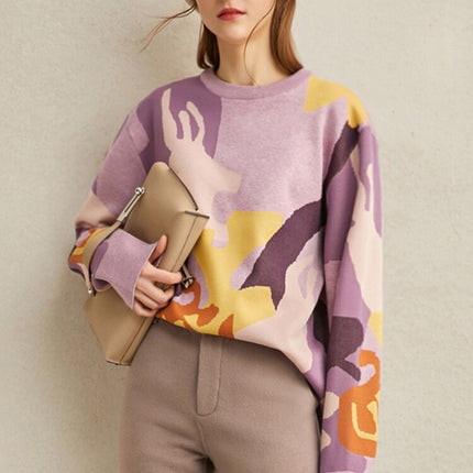 Women's Causal Patchwork Full Sleeved Jumper - Wnkrs