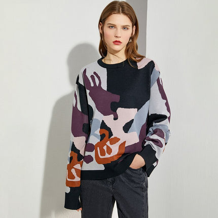 Women's Causal Patchwork Full Sleeved Jumper - Wnkrs