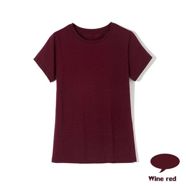 Elastic Plain Cotton T-Shirt for Women - Wnkrs