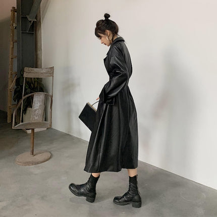 Women's Leather Long Oversized Trench - Wnkrs