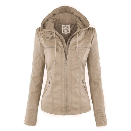 Women's Hooded Slim Leather Jacket - Wnkrs