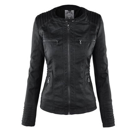 Women's Hooded Slim Leather Jacket - Wnkrs