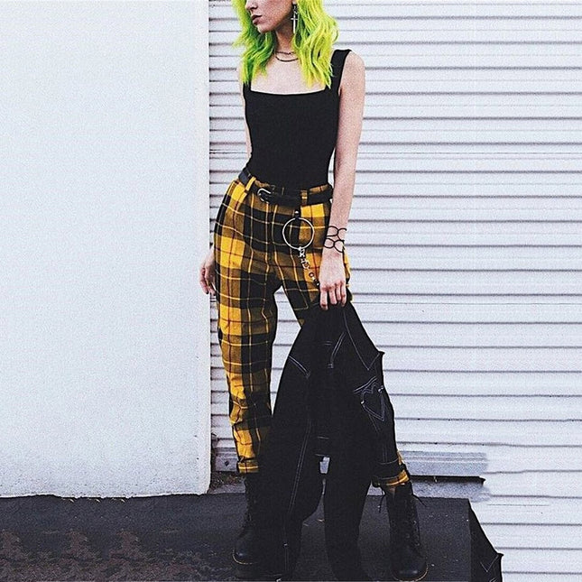 Women's Plaid High Waist Pants - Wnkrs