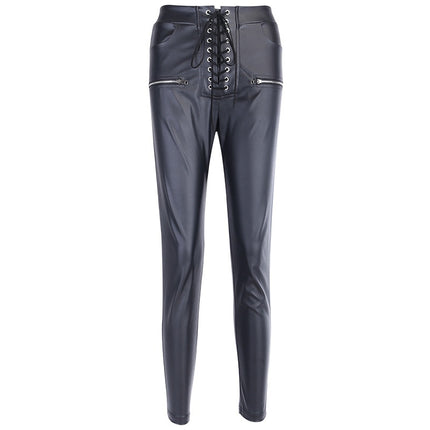 Women's Lace-Up Eco-Leather Pencil Pants - Wnkrs