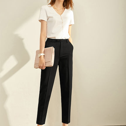 Women's Solid High Waist Trousers - Wnkrs