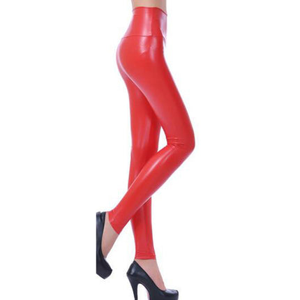 Fashion Casual High-Waisted Elastic Leather Women’s Leggings - Wnkrs