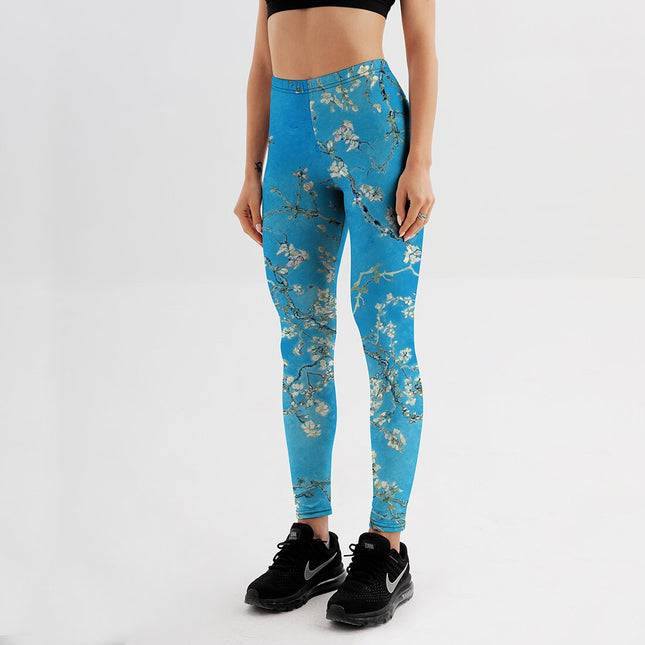 Cute Casual Blossom Patterned Elastic Women’s Leggings - Wnkrs