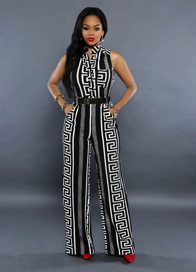 Women's Geometric Printed Sleeveless Romper - Wnkrs