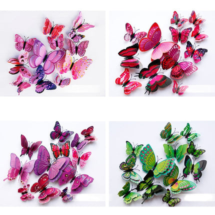 Double Layer 3D Butterfly Shaped Wall Sticker 12 pcs Set - Wnkrs