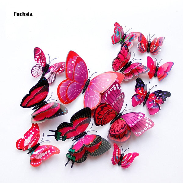 Double Layer 3D Butterfly Shaped Wall Sticker 12 pcs Set - Wnkrs