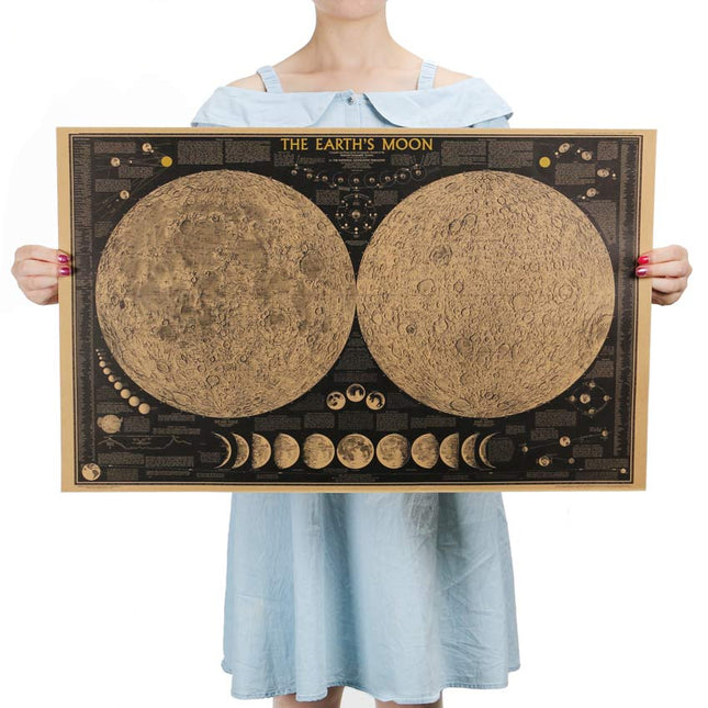 Large Kraft Poster Earth's Moon Map - wnkrs