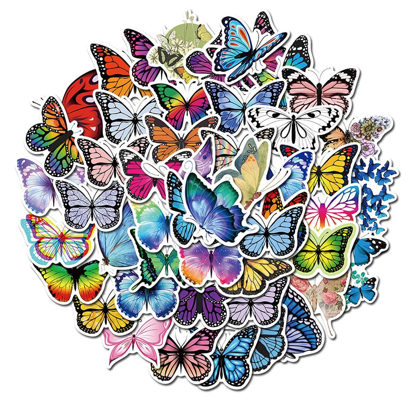 Butterfly PVC Stickers 10/30/50pcs Set