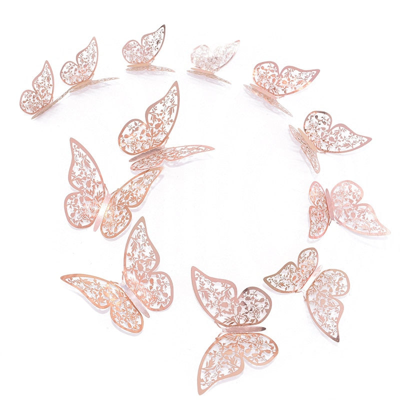 Patterned 3D Butterfly Wall Stickers Set