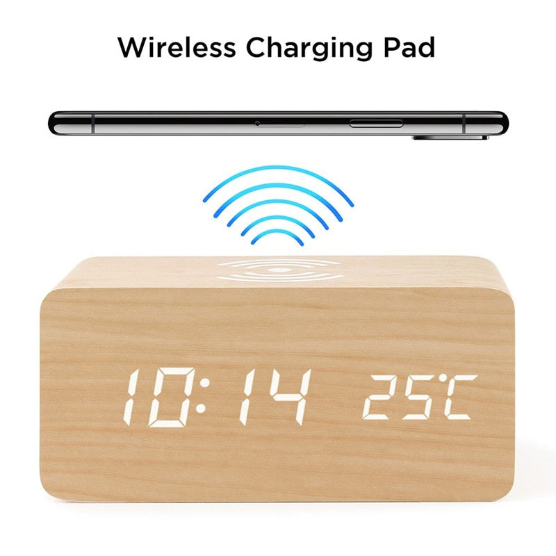 Electric Alarm Clock with Wireless Charging Pad