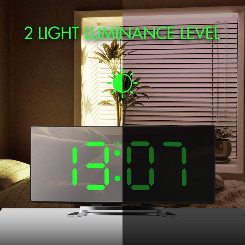 Horizontal Led Clock Curved Dimmable LED Screen Digital Clock – Wnkrs