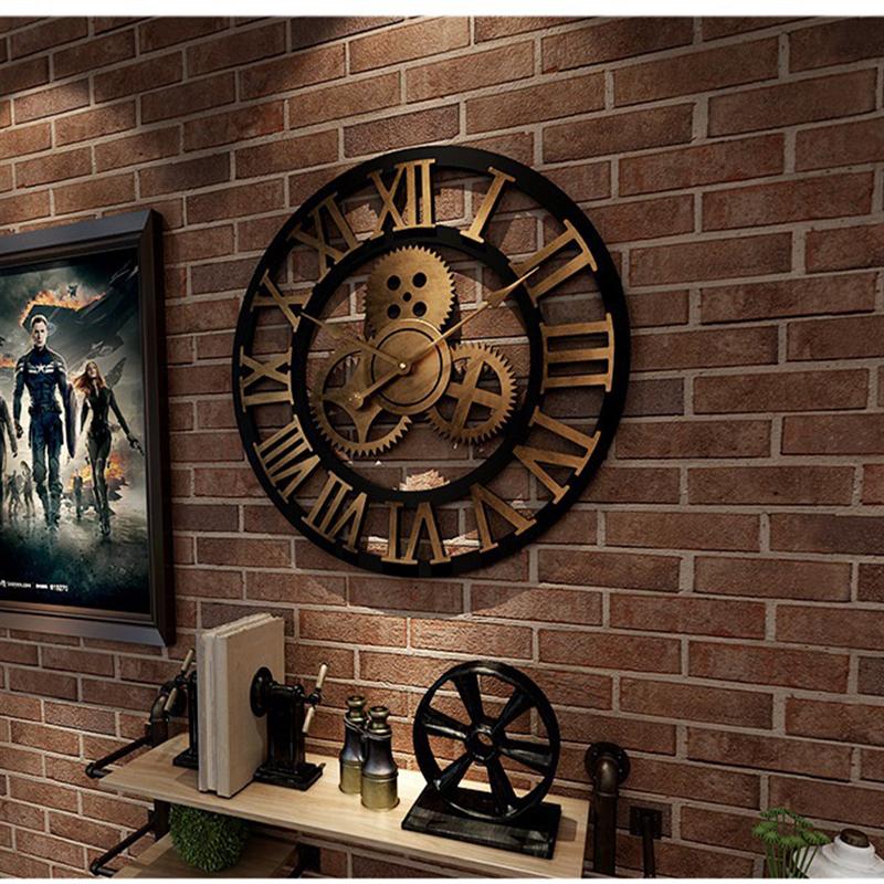 Wooden Industrial Style Wall Clock