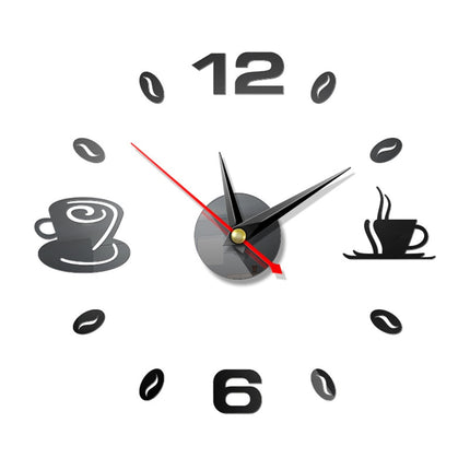 3D Coffee Lovers Design Mirror Wall Clock - wnkrs