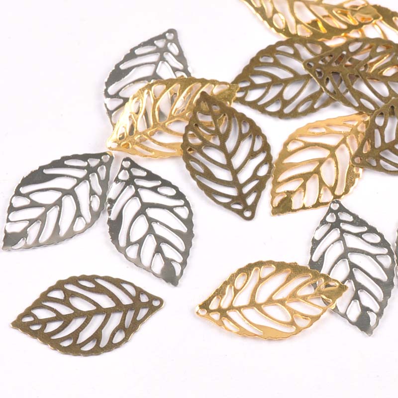 Set of 50 Metal Filigree Embellishment Leaves